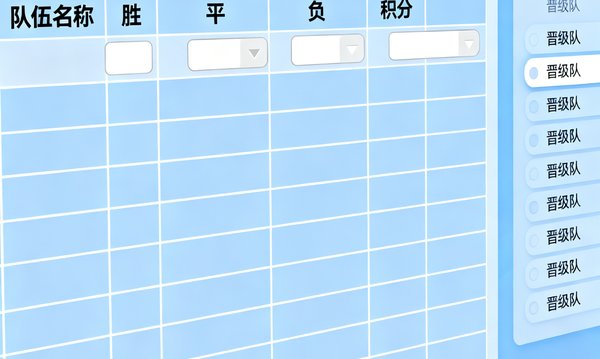 模拟器展示小组积分表，用户调整比分后晋级形势实时更新